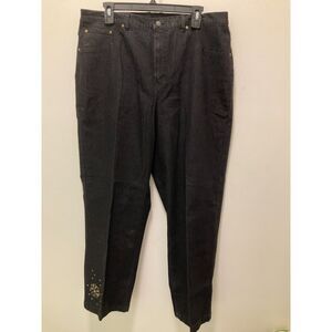 Alfred Dunner Black jeans with leg design, size 16 NWT
